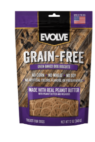 EVOLVE Grain Free Oven Baked Peanut Butter Dog Biscuits