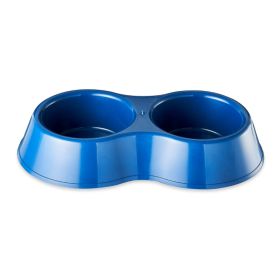 Vibrant Life Medium Cup Double Diner Pet Bowl Blue (Option: BLUE)